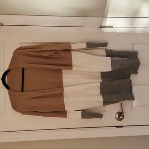 Khaki white Grey color block cardigan size medium